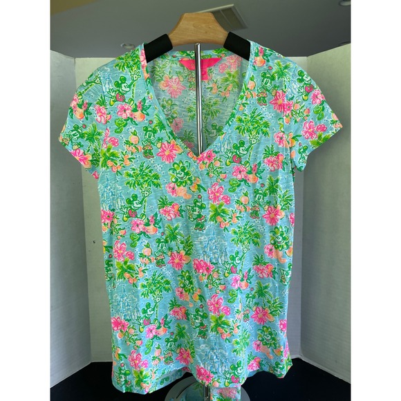 Lilly Pulitzer Tops - Lilly Pulitzer Disney Parks Mickey Mouse Floral V-Neck Tee XS